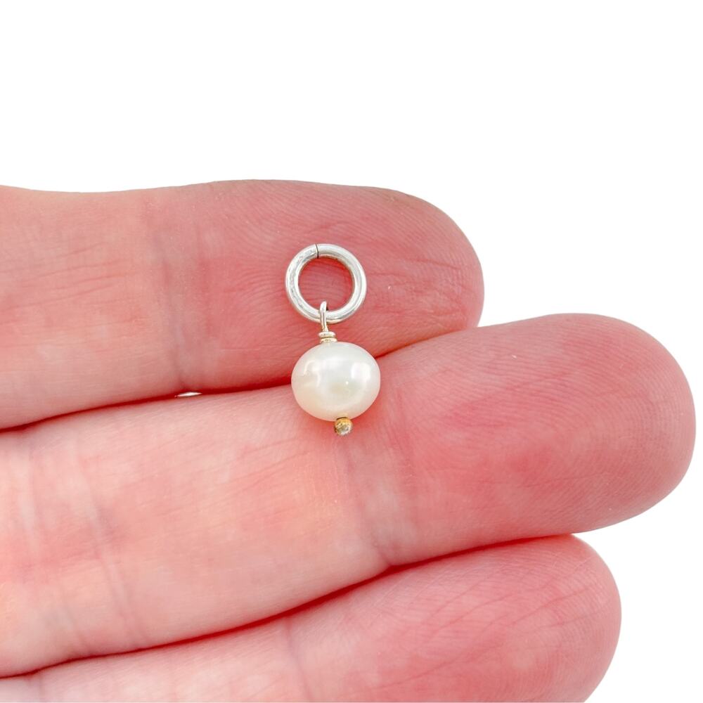 Silver-Plated Freshwater Pearl Drop Charm